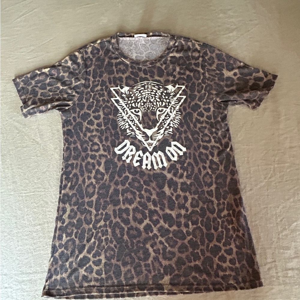 Brown Leopard Print Short Sleeve Tee